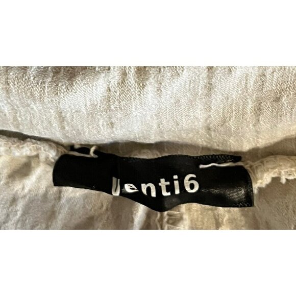 Venti6 Ivory Silver Metallic Sides Drawstring Stretch Pants - Made in Italy - Picture 6 of 7